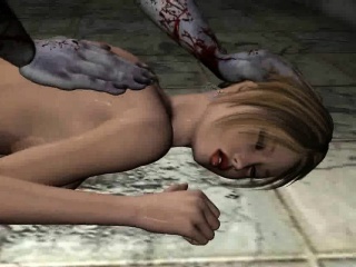 3D cartoon blonde gets fucked hard by a zombie