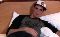 Soldier stud jerking his cock before cumshot