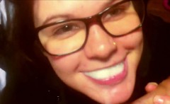 Teen With Glasses Hates Wasting Cum