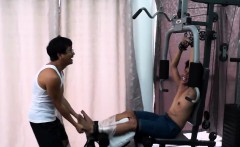 Asian Boy Idol Tickled On The Gym