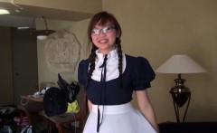 Bad maid have sex on the sofa