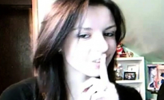 Hot Amateur Brunette Stripping For Her Webcam