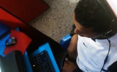 Str8 spy guy cum in his hand in cyber cafe