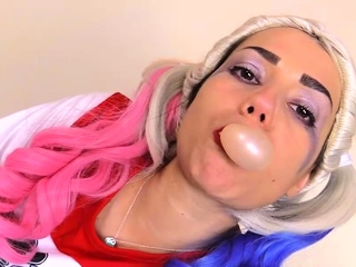 Harley Quinn in pantyhose foot tease