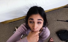 Rae sucking with a beautiful smile