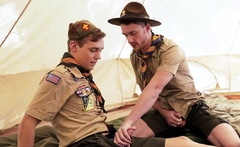 Stud scout barebacks twink in tent