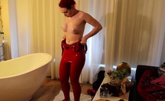 Amateur redhead Milf sucks and fucks a guy