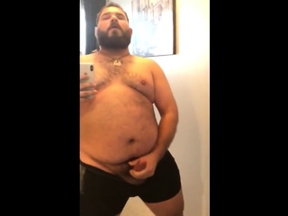 Fat Bear Stroking His Big Cock