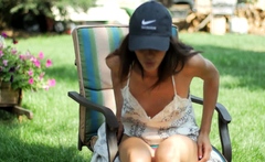 Hot brunette foot fetish play