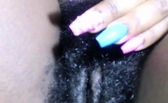 Hairy Black Amateur Close-Up Masturbation Video