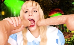 Blonde teen vicki toy fuck her shave sex holes