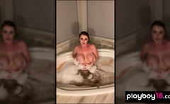 Sexy MILF taking a bath and masturbating