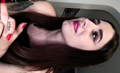 Cute amateur brunette naughty in solo jerking show on camera