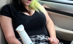 Sexy brunette teen outdoor masturbation