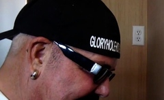 Old man caught cocksucking in gloryhole