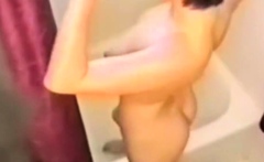 Stepsister 21 shaving legs and twat (spy cam)