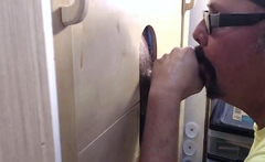 Gloryhole grandpa gives BJ to random guy