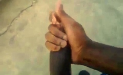 Huge Black Cock Masturbating and Cumming Outdoors