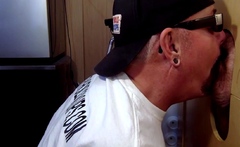 Moustache auntie cocksucking gloryhole