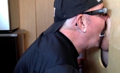 Moustache Mature Enjoys Gloryhole Visit