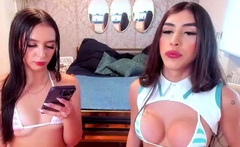 Big Tits Tranny Strokes her Big Cock