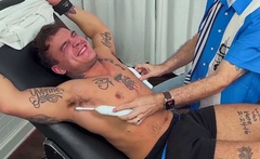 Tattooed Stud Tries On Tickling Audition