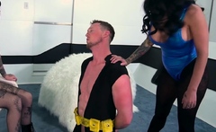 Two Sexy Babes Dominates Horny Dude