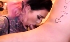 Tattooed Busty Amateurs Pleasing Big Cock on Webcam