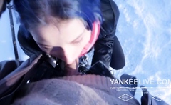 Teen Schoolgirl Gives Risky Public Blowjob in the Park