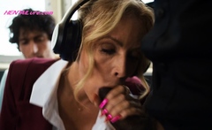Blonde Commuter Is Pounded in Public Train - Covered in Cum